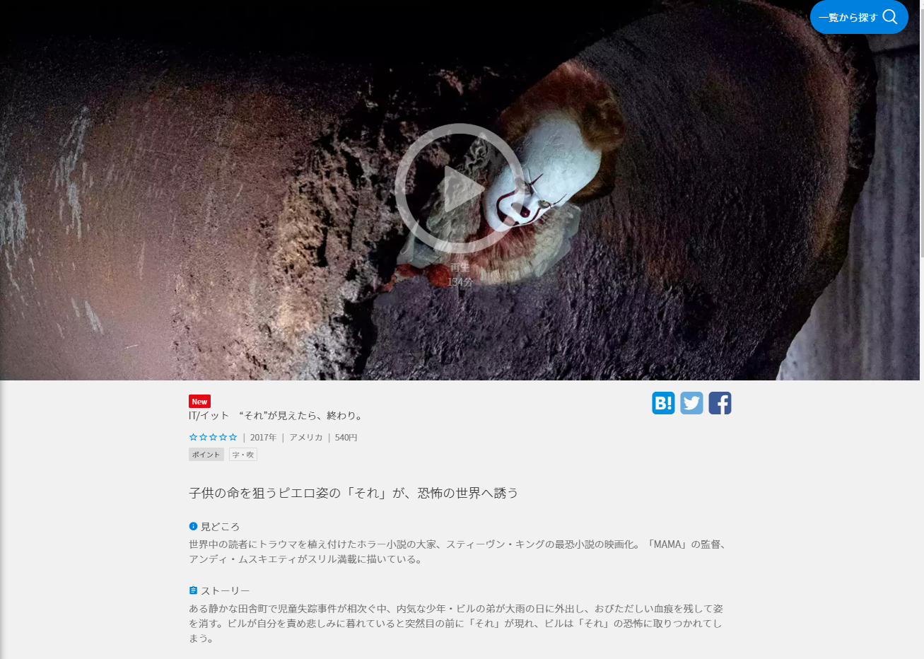 『IT/イット “それ”が見えたら、終わり。』の無料視聴方法!